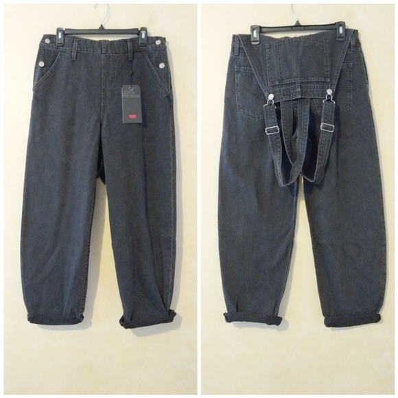 Levi's Slouch Overalls in Loose Cannon Black Grey - Picture 4 of 4